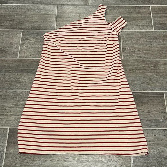 Maeve by Anthropologie Marketa Cotton Striped One-Shoulder Dress. Size Medium. - Picture 5 of 11